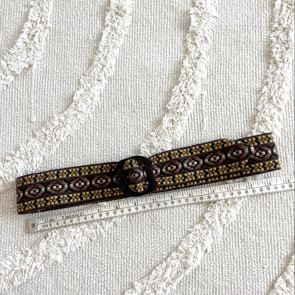 Vintage Woven Belt, Earth Tones, Slide Buckle, Size S-M